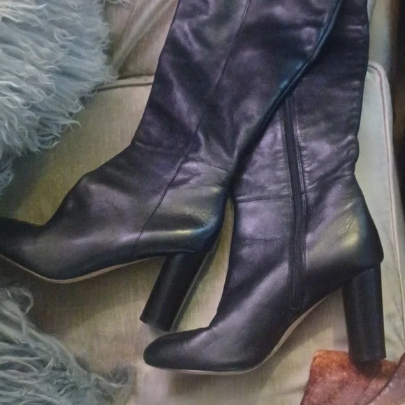 INC "TYLIEE" Black REAL Leather Over The Knee Boots sz.9 - Picture 3 of 6